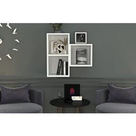 Nettrends DVR-1042 Beyaz 70 cm Kitaplıklı Duvar Rafı