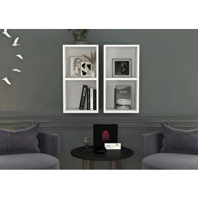 Nettrends DVR-1049 Beyaz 70 cm Kitaplıklı Duvar Rafı
