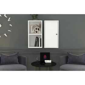 Nettrends DVR-1055-Ç Beyaz 70 cm Kitaplıklı Dolaplı Duvar Rafı