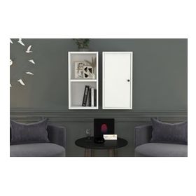 Nettrends DVR-1055-Ç Beyaz 70 cm Kitaplıklı Dolaplı Duvar Rafı
