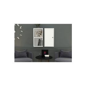 Nettrends DVR-1055-Ç Beyaz 70 cm Kitaplıklı Dolaplı Duvar Rafı