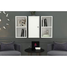 Nettrends DVR-1062-Ç Beyaz 100 cm Kitaplıklı Dolaplı Duvar Rafı