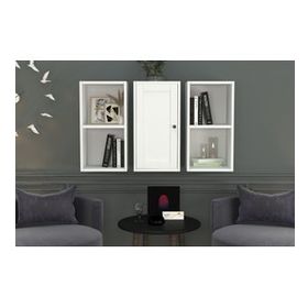 Nettrends DVR-1062-Ç Beyaz 100 cm Kitaplıklı Dolaplı Duvar Rafı