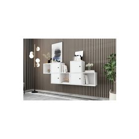 Nettrends DVR-1115-Ç Beyaz 170 cm Raflı Kapaklı Duvar Rafı