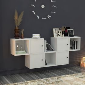 Nettrends DVR-1115-Ç Beyaz 170 cm Raflı Kapaklı Duvar Rafı