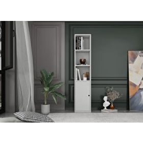 Nettrends KTP-1019-Ç Beyaz 35 cm Dolaplı Raflı Kitaplık