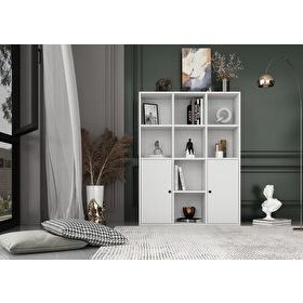 Nettrends KTP-1066-Ç 97 cm Beyaz 2 Kapaklı Raflı Kitaplık