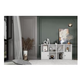 Nettrends KTP-1083-Ç Beyaz 130 cm 2 Kapaklı Raflı Kitaplık