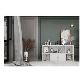 Nettrends KTP-1084-Ç Beyaz 130 cm 2 Kapaklı Raflı Kitaplık