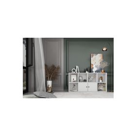 Nettrends KTP-1084-Ç Beyaz 130 cm 2 Kapaklı Raflı Kitaplık