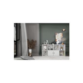 Nettrends KTP-1084-Ç Beyaz 130 cm 2 Kapaklı Raflı Kitaplık