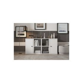 Nettrends KTP-1089-Ç Beyaz 130 cm 2 Kapaklı Raflı Kitaplık