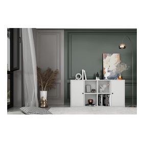 Nettrends KTP-1089-Ç Beyaz 130 cm 2 Kapaklı Raflı Kitaplık
