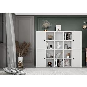 Nettrends KTP-1143-Ç Beyaz 160 cm 4 Kapaklı Raflı Kitaplık