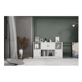 Nettrends KTP-1179-Ç Beyaz 130 cm 4 Kapaklı Raflı Kitaplık