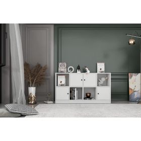 Nettrends KTP-1179-Ç Beyaz 130 cm 4 Kapaklı Raflı Kitaplık