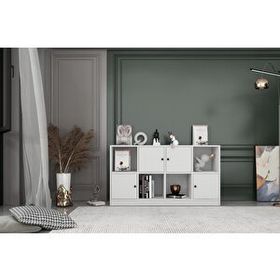 Nettrends KTP-1179-Ç Beyaz 130 cm 4 Kapaklı Raflı Kitaplık