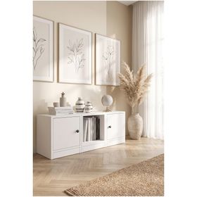 Nettrends KTP-1202-Ç 97 cm Beyaz 2 Kapaklı Raflı Kitaplık