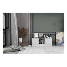 Nettrends KTP-1202-Ç 97 cm Beyaz 2 Kapaklı Raflı Kitaplık
