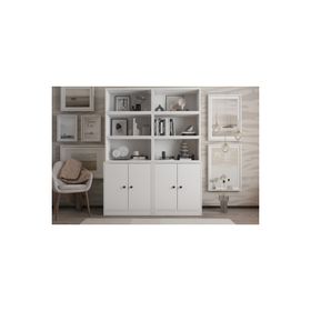 Nettrends KTP-1291-Ç Beyaz 130 cm 4 Kapaklı Raflı Kitaplık