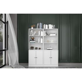 Nettrends KTP-1291-Ç Beyaz 130 cm 4 Kapaklı Raflı Kitaplık