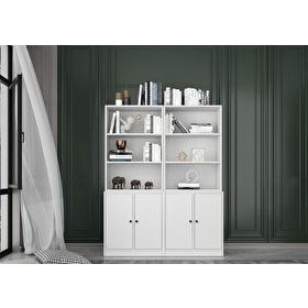 Nettrends KTP-1291-Ç Beyaz 130 cm 4 Kapaklı Raflı Kitaplık