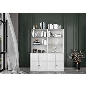 Nettrends KTP-1319-Ç Beyaz 130 cm 8 Kapaklı Raflı Kitaplık
