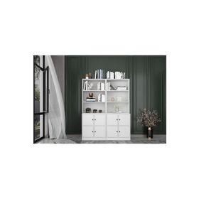 Nettrends KTP-1319-Ç Beyaz 130 cm 8 Kapaklı Raflı Kitaplık