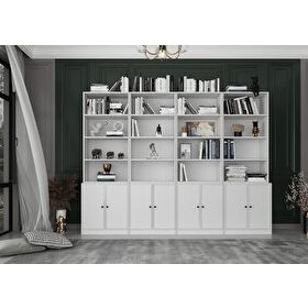 Nettrends KTP-1364-Ç 260 cm Beyaz 8 Kapaklı Raflı Kitaplık