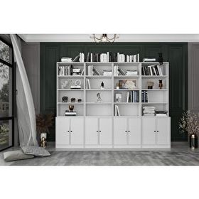 Nettrends KTP-1364-Ç 260 cm Beyaz 8 Kapaklı Raflı Kitaplık