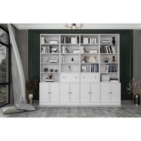 Nettrends KTP-1370-Ç 260 cm Beyaz Düşer Kapaklı Raflı Kitaplık