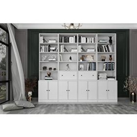 Nettrends KTP-1370-Ç 260 cm Beyaz Düşer Kapaklı Raflı Kitaplık