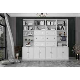 Nettrends KTP-1372-Ç 260 cm Beyaz Düşer Kapaklı Raflı Kitaplık