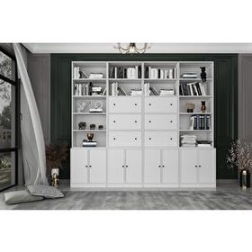 Nettrends KTP-1372-Ç 260 cm Beyaz Düşer Kapaklı Raflı Kitaplık