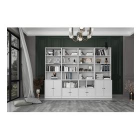 Nettrends KTP-1378-Ç 260 cm Beyaz 8 Kapaklı Raflı Kitaplık