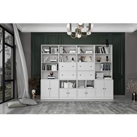Nettrends KTP-1380-Ç 260 cm Beyaz Düşer Kapaklı Raflı Kitaplık