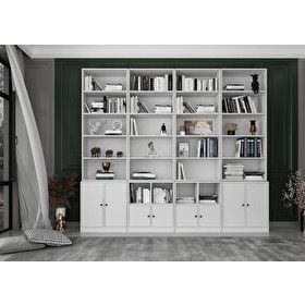 Nettrends KTP-1383-Ç 260 cm Beyaz 8 Kapaklı Raflı Kitaplık