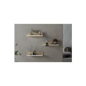 Nettrends Rubi Beyaz 40 cm 3'lü Set Duvar Rafı