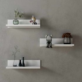 Nettrends Rubi Beyaz 40 cm 3'lü Set Duvar Rafı