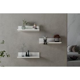 Nettrends Rubi Beyaz 40 cm 3'lü Set Duvar Rafı