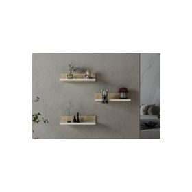 Nettrends Rubi Beyaz 40 cm 3'lü Set Duvar Rafı
