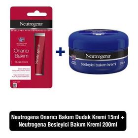 Neutrogena 200 ml Besleyici Bakım Kremi+15 ml Onarıcı Bakım Dudak Kremi