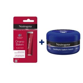 Neutrogena 200 ml Besleyici Bakım Kremi+15 ml Onarıcı Bakım Dudak Kremi