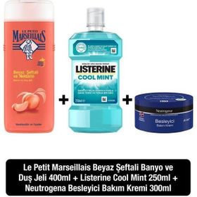 Neutrogena 300 ml Besleyici Bakım Kremi + Listerine Cool Mint 250 ml Ağız Çalkalama Suyu + Le Petit Marseillais Mineral Sedir 400 ml Duş Jeli