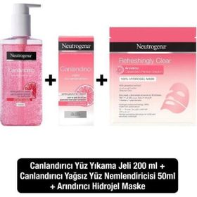 Neutrogena Canlandırıcı Yüz Yıkama Jeli 200 ml Nemlendirici Krem +50 ml Arındırıcı Hidrojel Maske