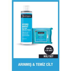 Neutrogena Hydro Boost Micellar Water 2x400 ml Makyaj Temizleme Suyu + 25'li Makyaj Temizleme Mendili