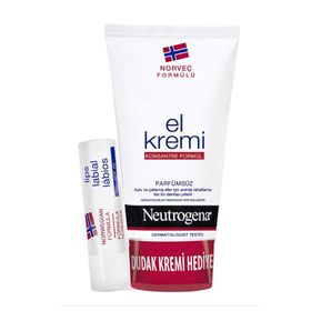 Neutrogena Norveç Formülü Parfümsüz 75 ml El Kremi + 4.8 gr Besleyici Dudak Nemlendiricisi