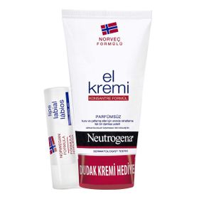 Neutrogena Norveç Formülü Parfümsüz 75 ml El Kremi + 4.8 gr Besleyici Dudak Nemlendiricisi