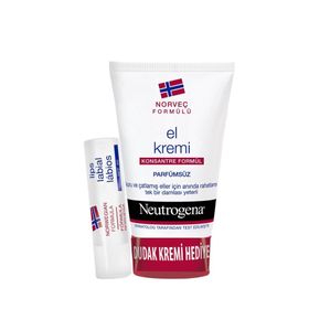 Neutrogena Norveç Formülü Parfümsüz 75 ml El Kremi + Dudak Nemlendiricisi
