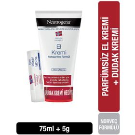 Neutrogena Norveç Formülü Parfümsüz 75 ml El Kremi + Dudak Nemlendiricisi